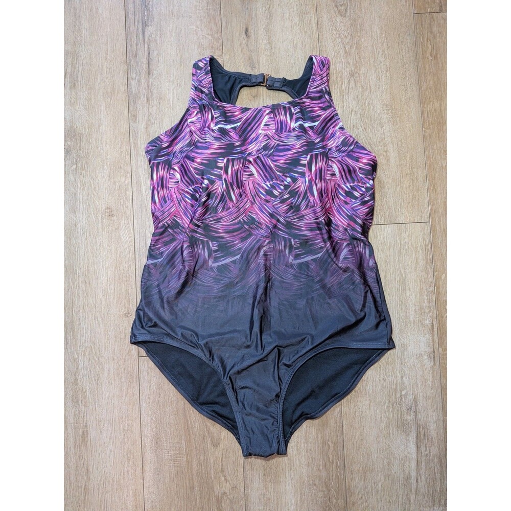 NEW Swim 365 Swimsuits For All One Piece High Neck Tummy Control Multi Padded 22